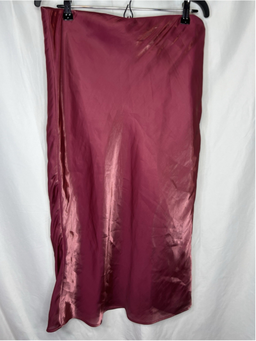 Anthropologie Maeve Women’s L Burgundy|Red Satin Midi Skirt Quiet Luxury Casual